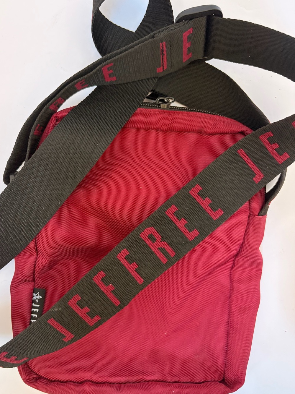 Jeffree Star Red Crossbody Belt Bag with Black Logo Strap
